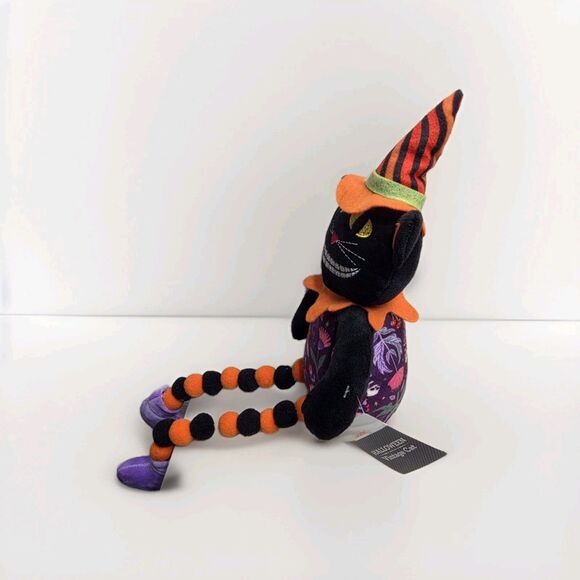 Halloween Plush Vintage Style Grinning Sitting Cat 18" Tabletop Decor - Picture 5 of 6